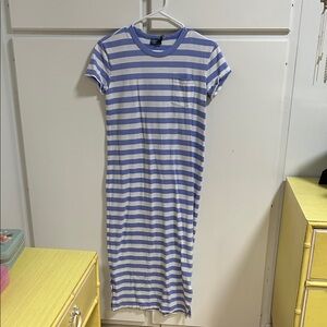 Polo by Ralph Lauren Blue and White Striped Midi Dress